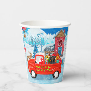 Dachshund Dog in Christmas Delivery Truck Snow Paper Cups
