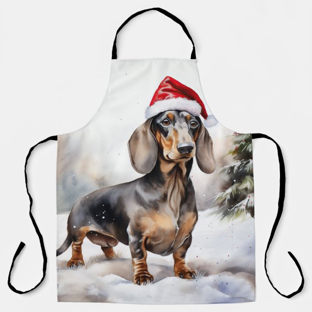 Dachshund Dog in Snow Christmas Apron (Front)