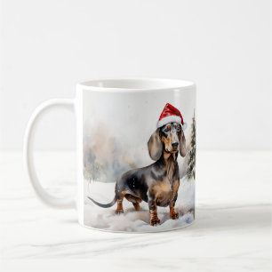 Dachshund Dog in Snow Christmas Coffee Mug