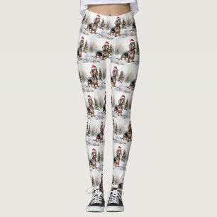 Dachshund Dog in Snow Christmas Leggings