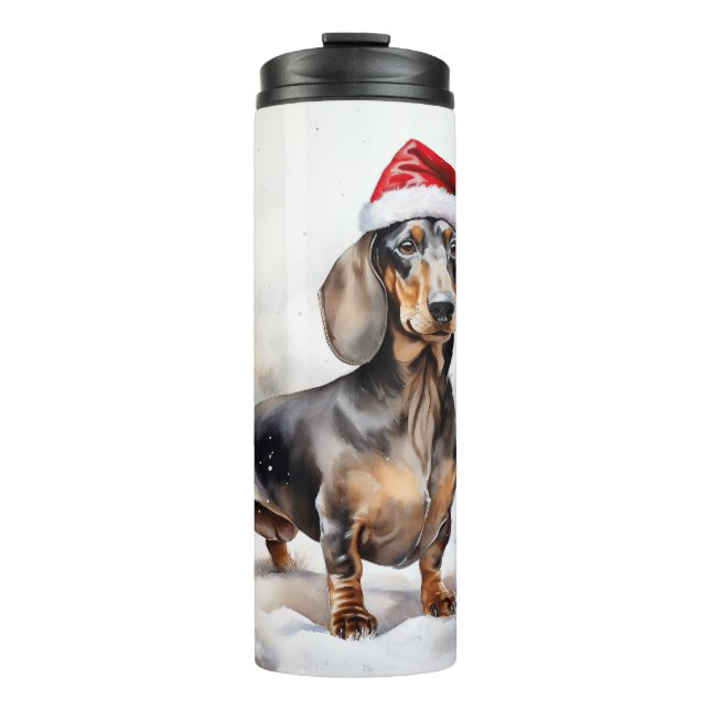 Dachshund Dog in Snow Christmas Thermal Tumbler (Front)