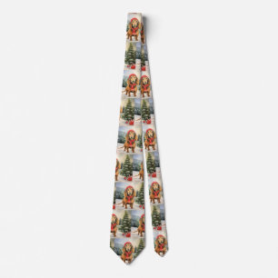 Dachshund Dog in Snow Christmas Tie
