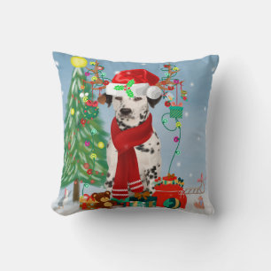 Dachshund Dog in Snow with Christmas Gifts Cushion