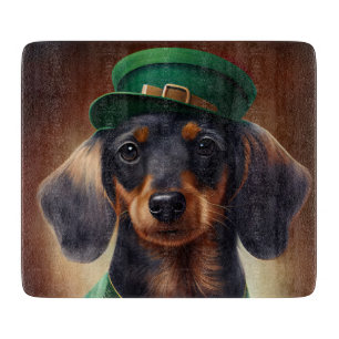 Dachshund Dog in St. Patrick's Day Dress Cutting Board