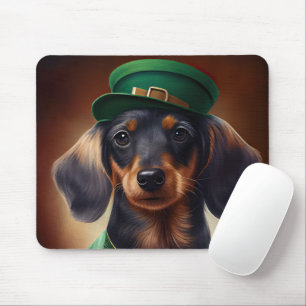 Dachshund Dog in St. Patrick's Day Dress Mouse Pad