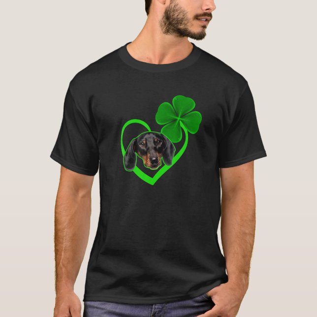 Dachshund Dog Leprechau St Patrick Day Saint Paddy T-Shirt (Front)