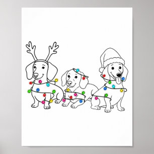 Dachshund Dog Lover Christmas Light Xmas Doxie Mam Poster