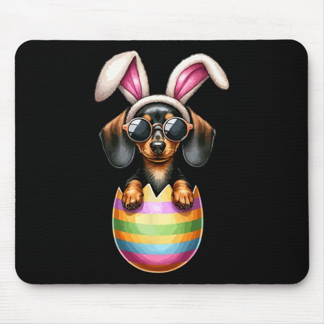 Dachshund Dog Lover Easter Egg Happy Easter Bunny  Mouse Pad (Front)