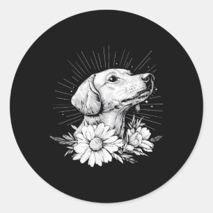 Dachshund Dog Lover Retro Style Tattoo _1 Classic Round Sticker