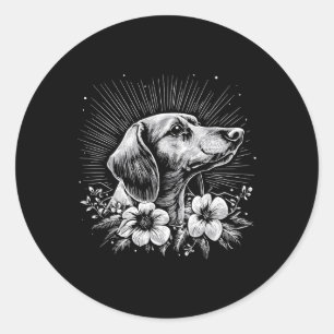 Dachshund Dog Lover Retro Style Tattoo  Classic Round Sticker