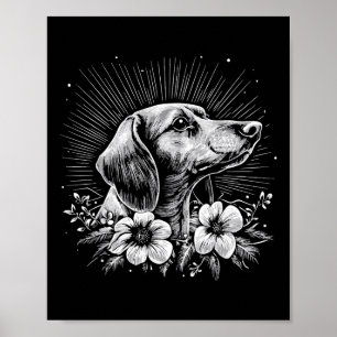 Dachshund Dog Lover Retro Style Tattoo  Poster