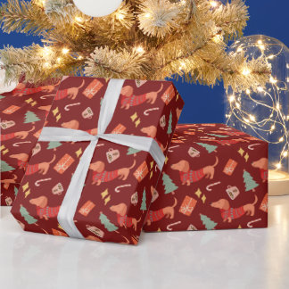 Dachshund dog lovers retro Christmas gift Wrapping Paper