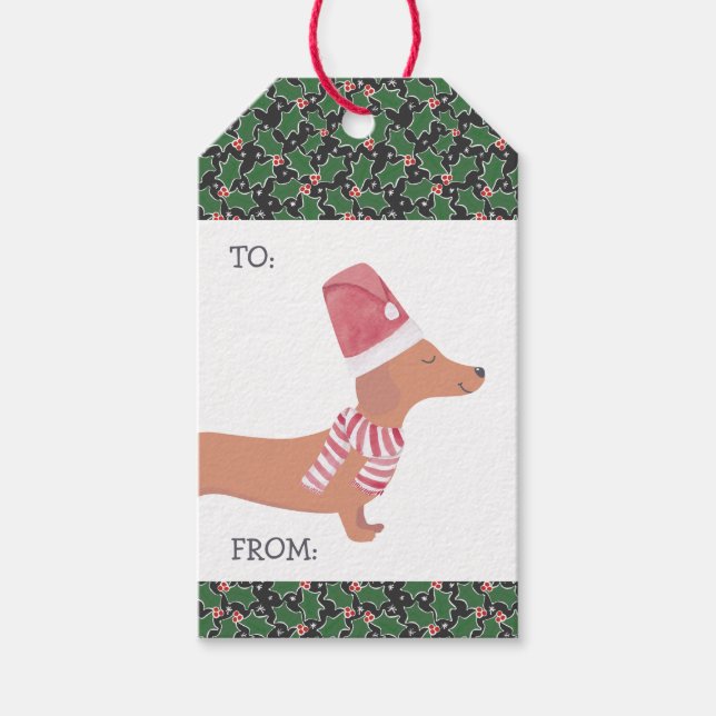 Dachshund Dog Merry Christmas  Gift Tags (Front)