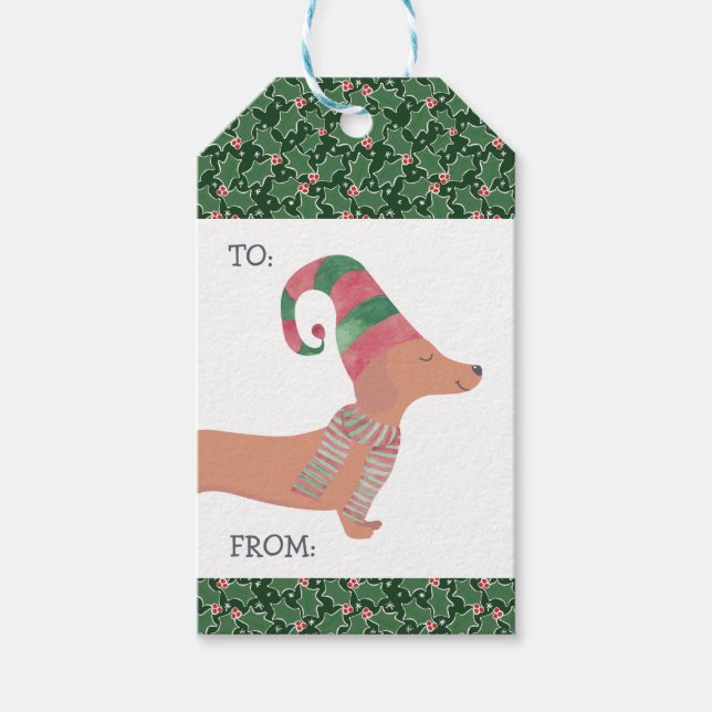 Dachshund Dog Merry Christmas  Gift Tags (Front)