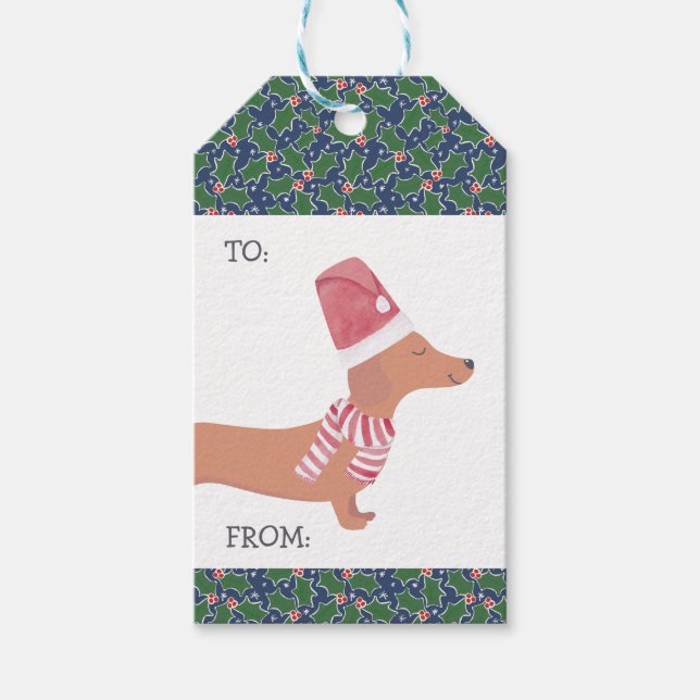 Dachshund Dog Merry Christmas  Gift Tags (Front)