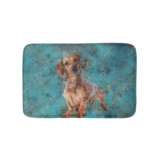 Dachshund dog Mixed Media Art Bath Mat (Front)