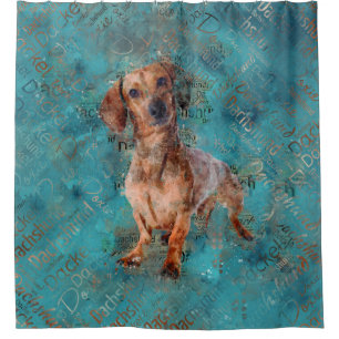 Dachshund dog Mixed Media Art Shower Curtain