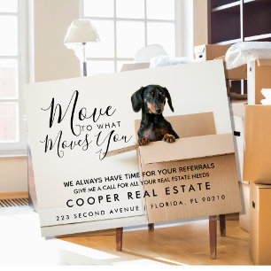 Dachshund Dog Moving Box Real Estate Agent Contact Announcement Postcard
