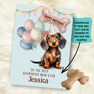 Dachshund Dog Mum/Dad Birthday Card