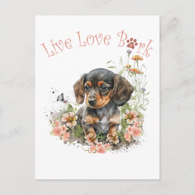 Dachshund Dog Mum Floral Postcard (Front)