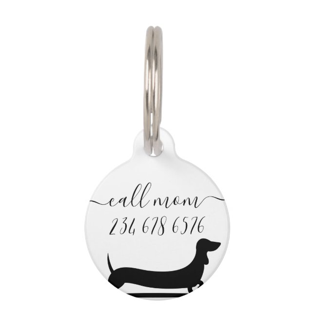 Dachshund dog name phone call pet tag (Back)
