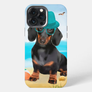 Dachshund Dog on Beach iPhone 13 Pro Max Case