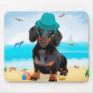 Dachshund Dog on Beach Mouse Pad