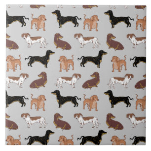Dachshund dog pattern ceramic tile