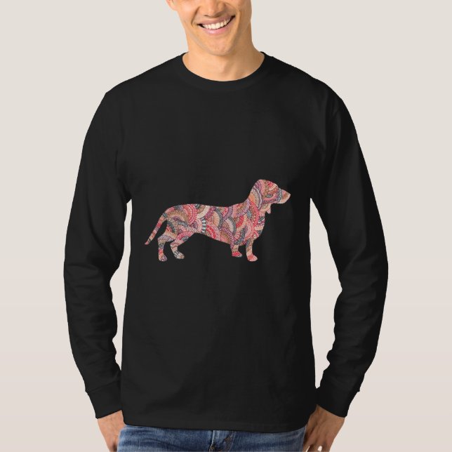 Dachshund Dog Pattern Doodle T-Shirt (Front)