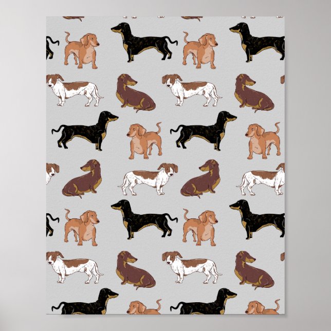 Dachshund dog pattern poster (Front)