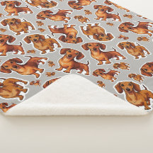 Dachshund Dog Pattern Sherpa Blanket