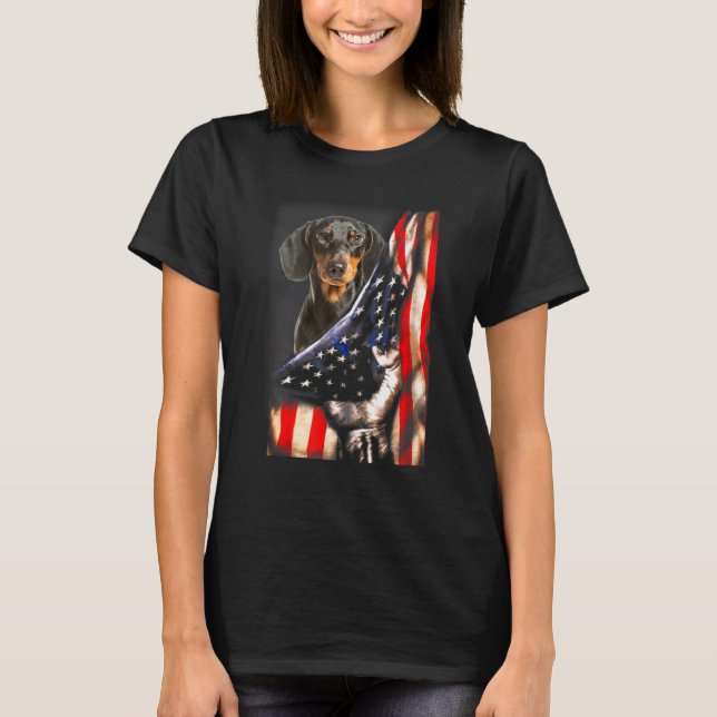 Dachshund Dog - Perfect Us Flag Patriotic Dog T-Shirt (Front)