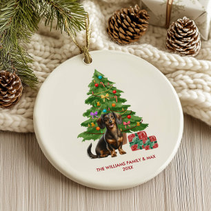 Dachshund Dog Personalised Christmas Ceramic Ornament