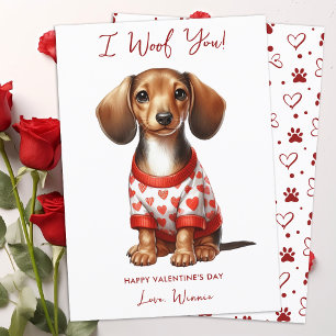 Dachshund Dog Personalised Cute Valentines Day Holiday Card