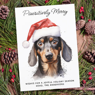 Dachshund Dog Personalized Merry Christmas  Holiday Card
