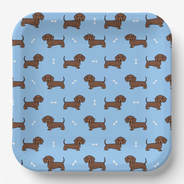 Dachshund Dog Pet Animal Birthday Party Paper Plate (Front)