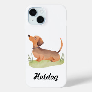 Dachshund Dog   Pet Custom Name Dog Watercolor iPhone 15 Case