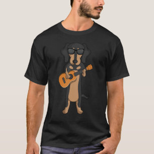 Dachshund Dog Playing Ukulele Guitar T-Shirt