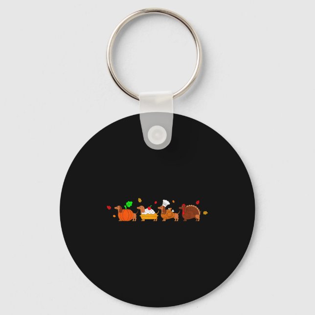 Dachshund Dog Pumpkin E Turkey Thanksgiving  Key Ring (Front)