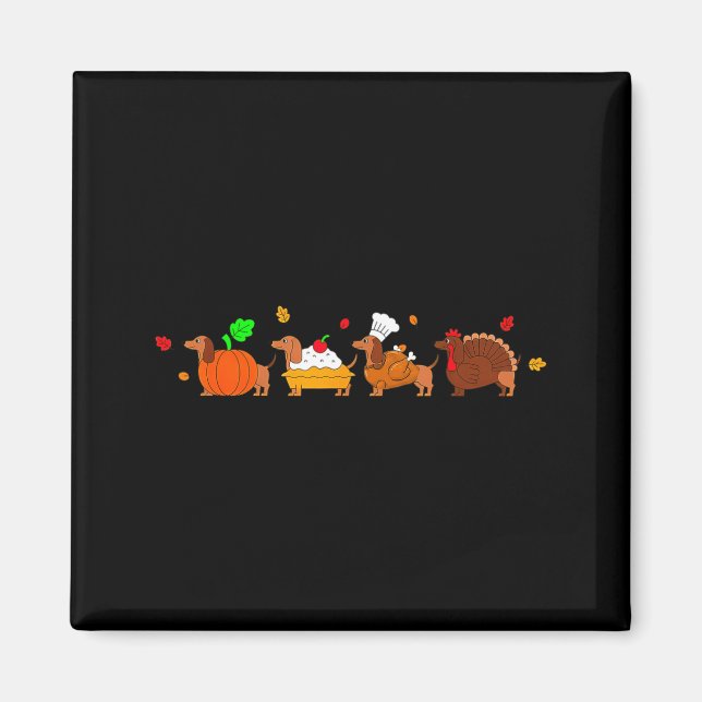Dachshund Dog Pumpkin E Turkey Thanksgiving  Magnet (Front)