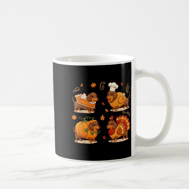 Dachshund Dog Pumpkin E Turkey Thanksgiving Men Wo Coffee Mug (Right)
