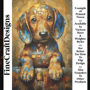 Dachshund Dog Puppy Oil Portrait BV1 Decoupage Tissue Paper