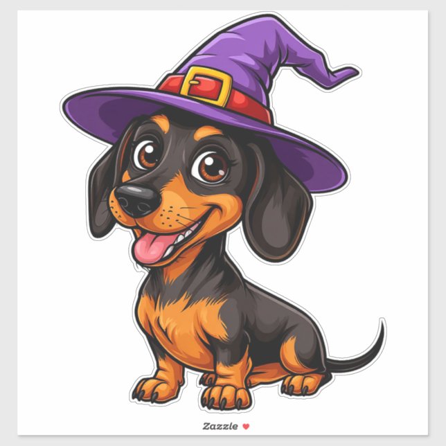 Dachshund Dog Purple Wizard Hat Cute Halloween (Sheet)