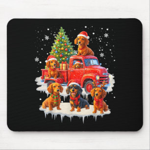Dachshund Dog Red Truck Christmas Tree Santa Ugly Mouse Pad