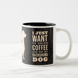 Dachshund Dog Retro Wiener Coffe Addict Two-Tone Coffee Mug