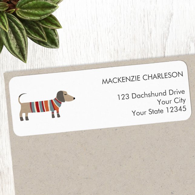 Dachshund Dog Return Address Label (Fun Dachshund Wiener Sausage Dog personalized return address label)