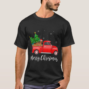 Dachshund Dog Riding Red Truck Christmas Decoratio T-Shirt