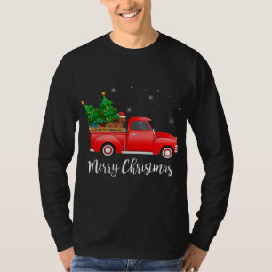 Dachshund Dog Riding Red Truck Christmas Decoratio T-Shirt
