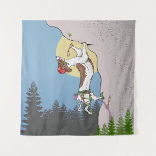 Dachshund dog rock climbing tapestry