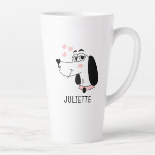 Dachshund Dog Romantic Pink Hearts Personalised Latte Mug